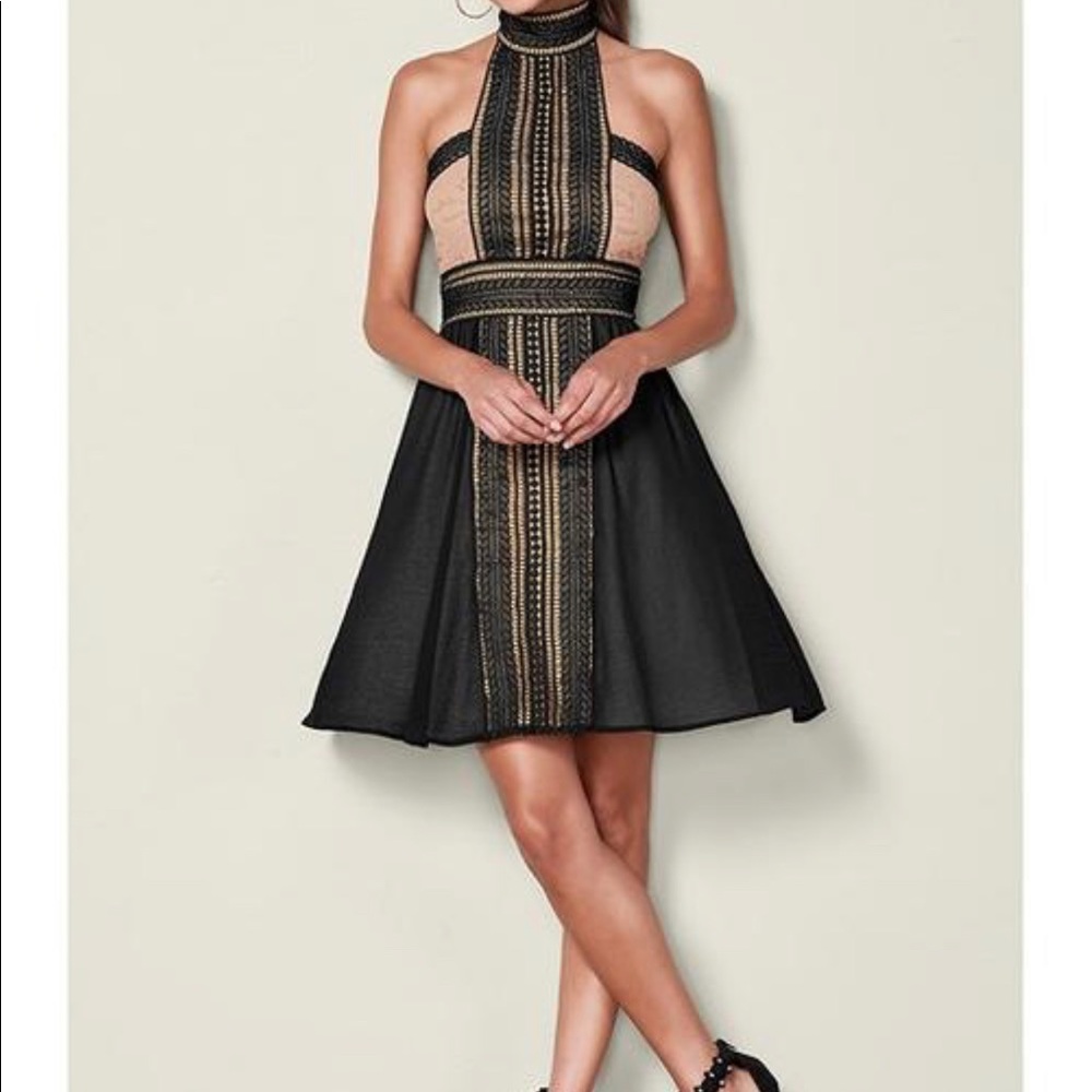 High Neck Lace Detail Dress Sz Medium